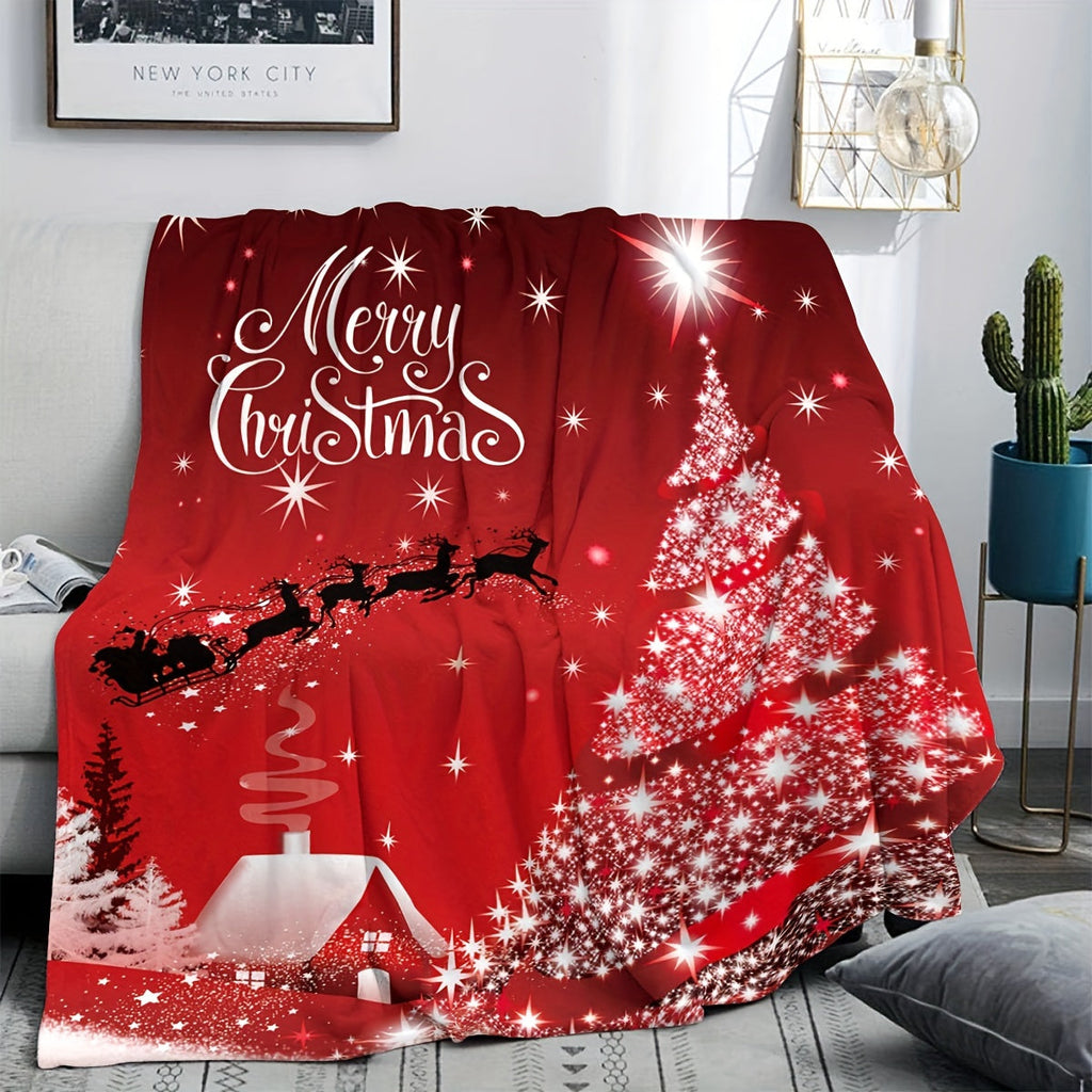1 PC Cozy Christmas Print Flannel Fleece Throw Blanket for Boys and Girls - Fuzzy, Plush, Lightweight, and Soft for Bedroom, Couch, or Sofa