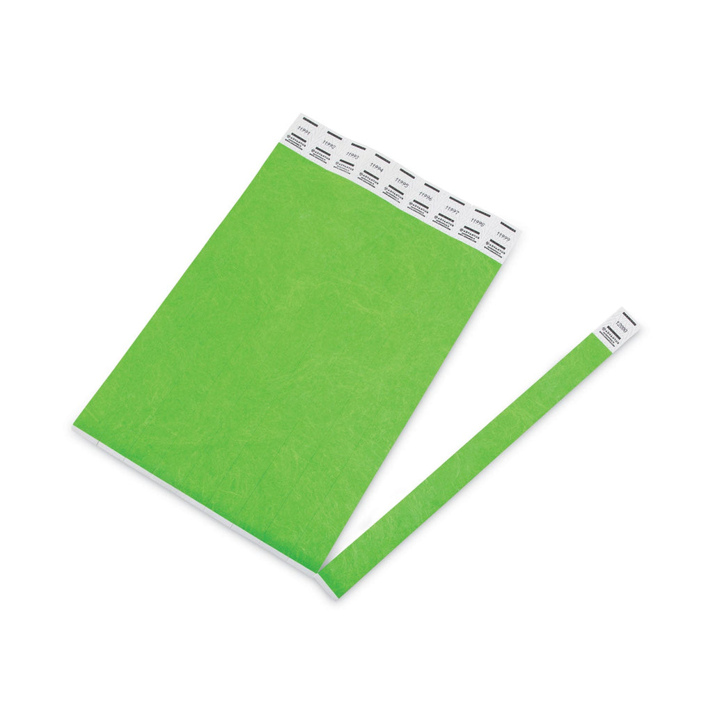 Advantus Crowd Management Wristbands, Sequentially Numbered, 9.75" x 0.75", Neon Green, 500/Pack