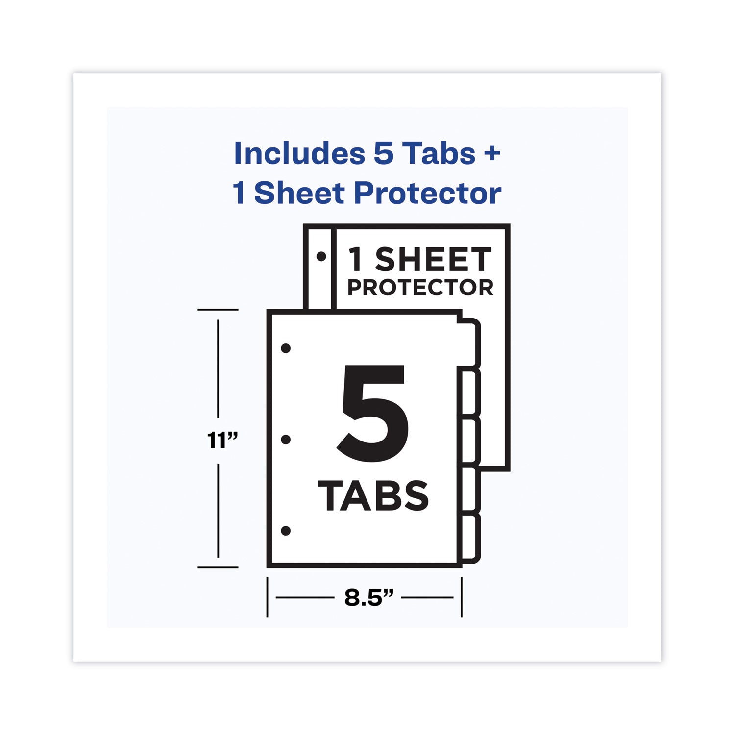Avery Clear Easy View Plastic Dividers with Multicolored Tabs and Sheet Protector, 5-Tab, 11 x 8.5, Clear, 1 Set