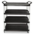 Rubbermaid Open-Side Utility Cart, Plastic, 4 Shelves, 300 lb Capacity, 40.63" x 20" x 51", Black
