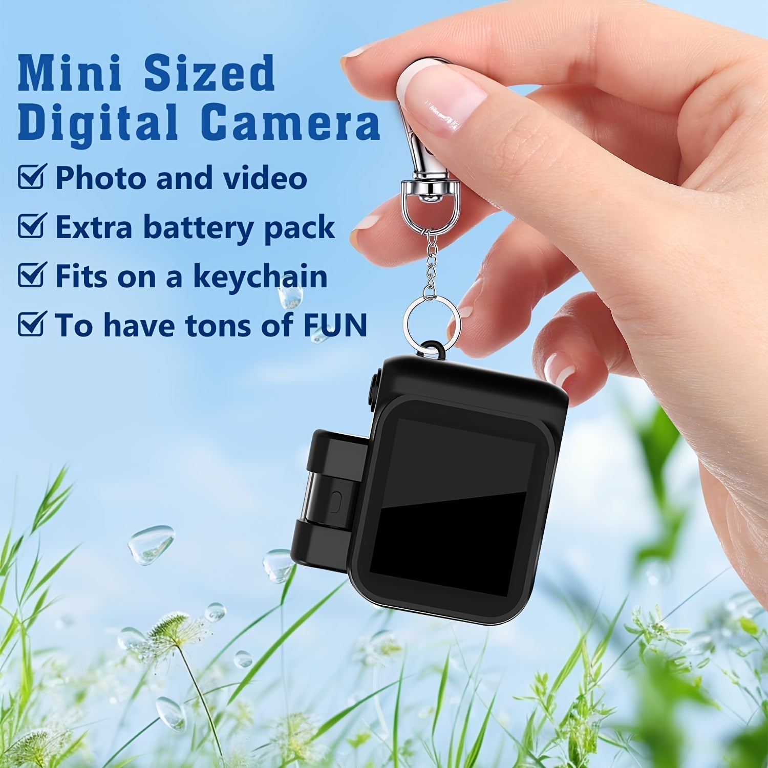 1080P HD Mini Digital Camera with LED Flash, Keychain Attachment, and 16GB Memory Card – Compact Retro Instant Camera for Travel, Holidays, and Everyday Use (White/Pink/Black), Mini Camera