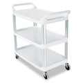 Rubbermaid Open-Side Utility Cart, Plastic, 3 Shelves, 300 lb Capacity, 40.63" x 20" x 37.81", Off-White