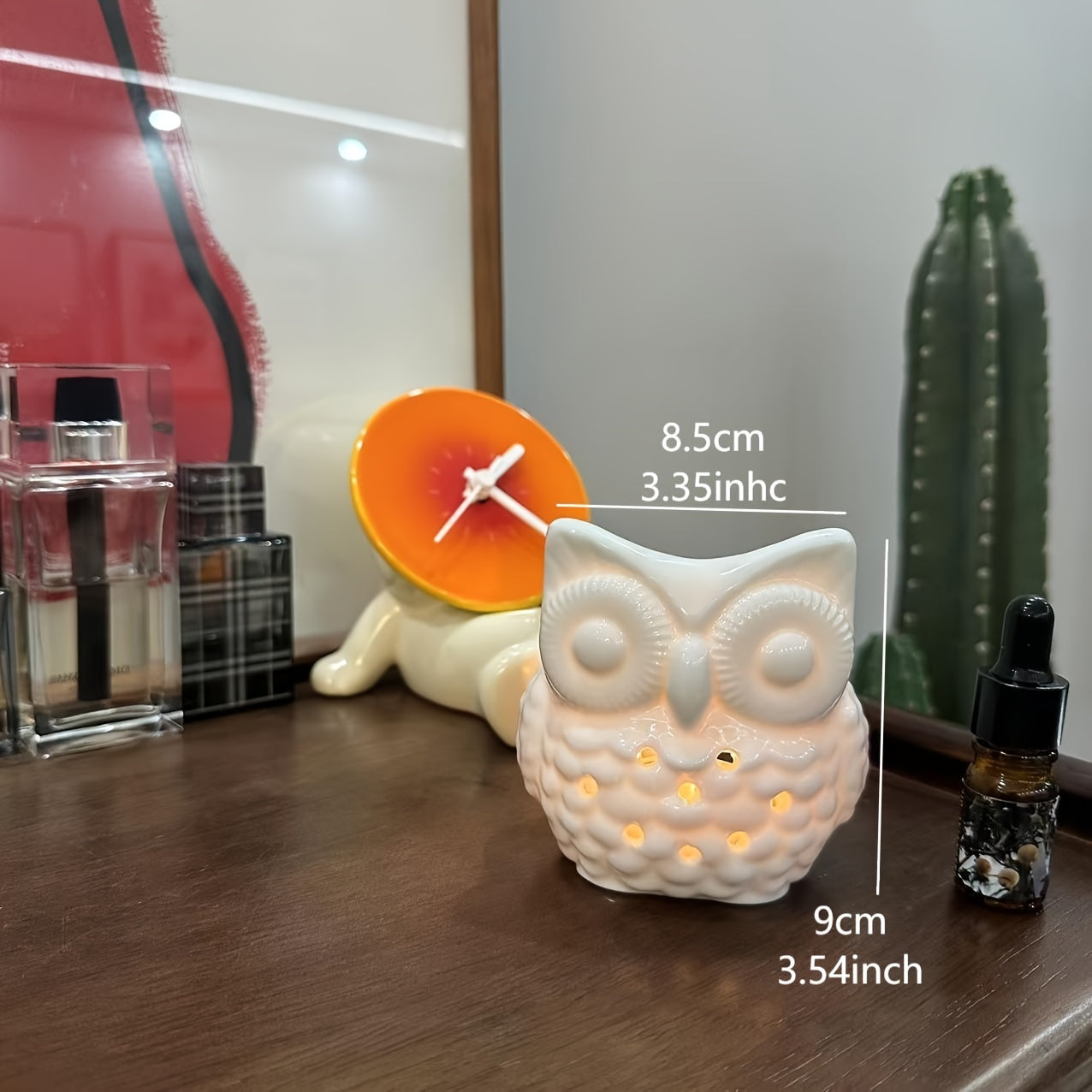 1 Owl Aromatherapy Burner, (With Candle Holder) (Candles And Aromatherapy Oils Not Included) Creative Aromatherapy Burner, Essential Oil Lamp Burner, Scented Candle Burner, Halloween, Christmas, Thanksgiving Tabletop Decorati