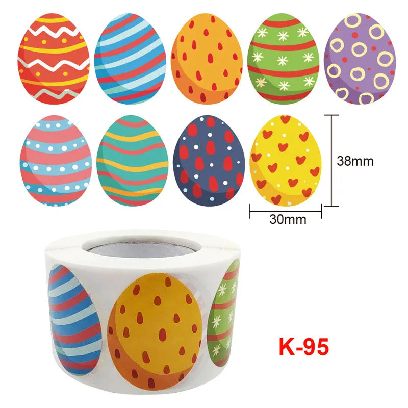 1.5 Inch Happy Easter Rabbit Stickers Sealing  Bunny Thank You  Sticker Roll for Gift Packging  Decor School Stationery Supplies