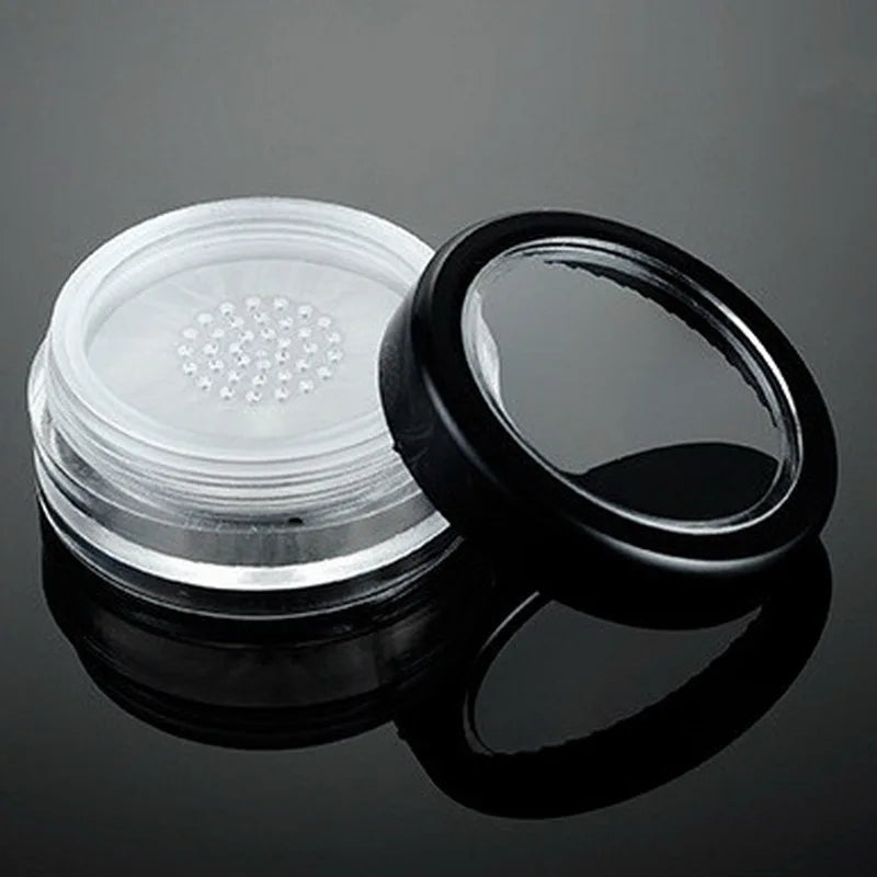 10pcs/Lot 10g Black Clear Cap Loose Powder Compact With The Grid & Lid PP Powder Jar Packing Container Empty Powdery Cake Box