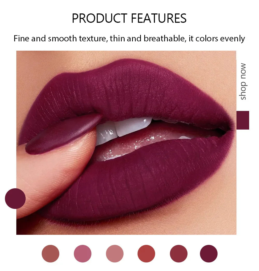 6 Colors Makeup Matte Lipstick Waterproof Long Lasting Lip Stick Sexy Red Pink Velvet Nude Lipsticks Women Cosmetics Batom