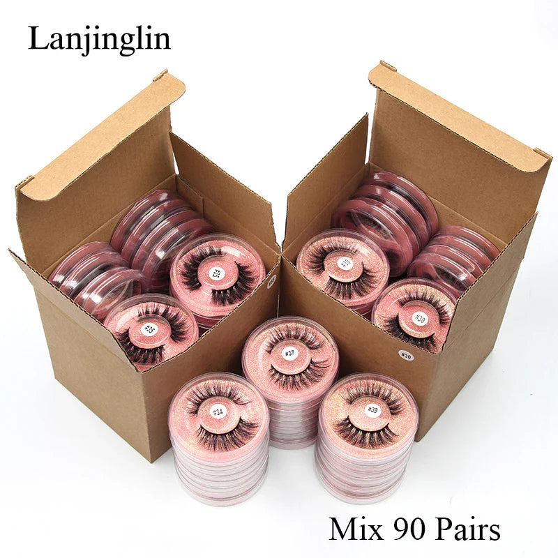4/100 Pairs Wholesale Fake Lashes 3D Mink Eyelashes Fluffy Dramatic Lashes Cruelty Free False Eye lashes Makeup Tools maquillaje