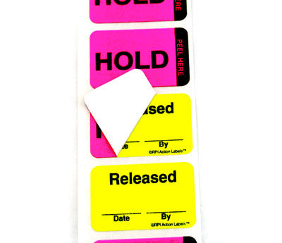 "Hold / Released" Double-Layer Action™ Labels - 1" x 1-1/2" - 250/Box