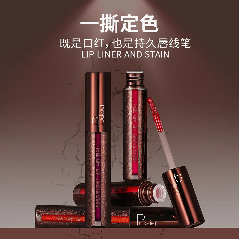 5Color Liquid Peel-off Lip Gloss Waterproof Long-lasting Matte Lipstick Non-stick Cup Makeup Moisturizing Lip Tattoo Pigment