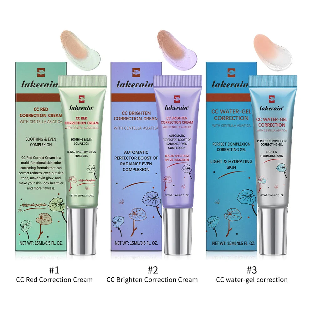 3Pcs /Set CC Cream Centella Korean Makeup Foundation Foundation Cream for Face Base Makeup Color Changing Liquid Foundation