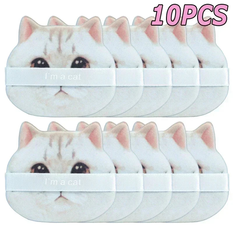 10PCS Cute Cat Makeup Puff Foundation Cosmetic Puff Smooth Powder Concealer Beauty Dry and Wet Dual-use Powder Puff Makeup Tool