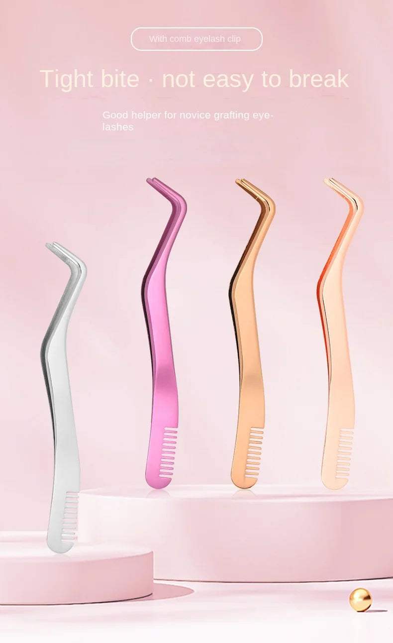 1 Pc Eyelash Comb Tweezers Stainless Steel Anti-Static Non-Magnetic Professional  Lashes Extension Tweezers Makeup Tools