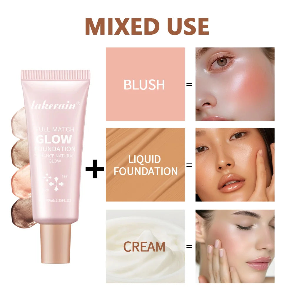 4 Colors Moisturizing Glow Foundation Liquid Long Lasting Natural Lightweight base Multi-purpose Illuminator Highlight Cream