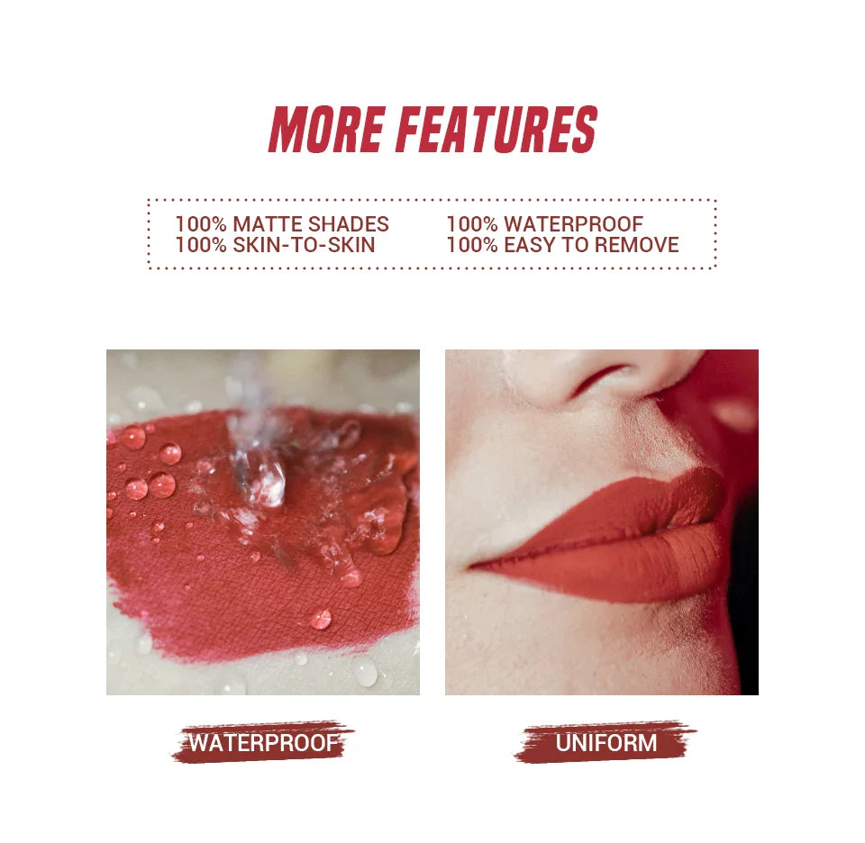 CHARMACY 8 Colors Lip Gloss Lasting Waterproof Velvet Moisturizing Liquid Lipstick Professional Non-stick Cup Lip Glaze Makeup