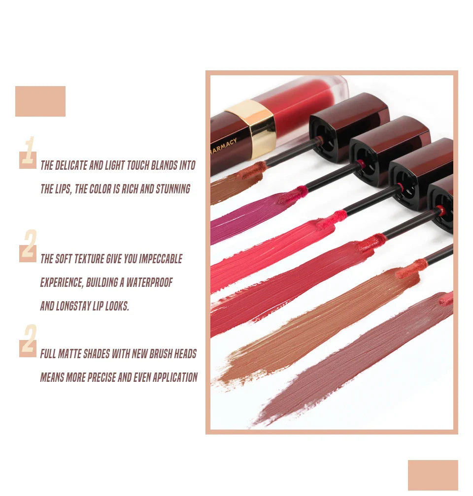 CHARMACY 8 Colors Lip Gloss Lasting Waterproof Velvet Moisturizing Liquid Lipstick Professional Non-stick Cup Lip Glaze Makeup