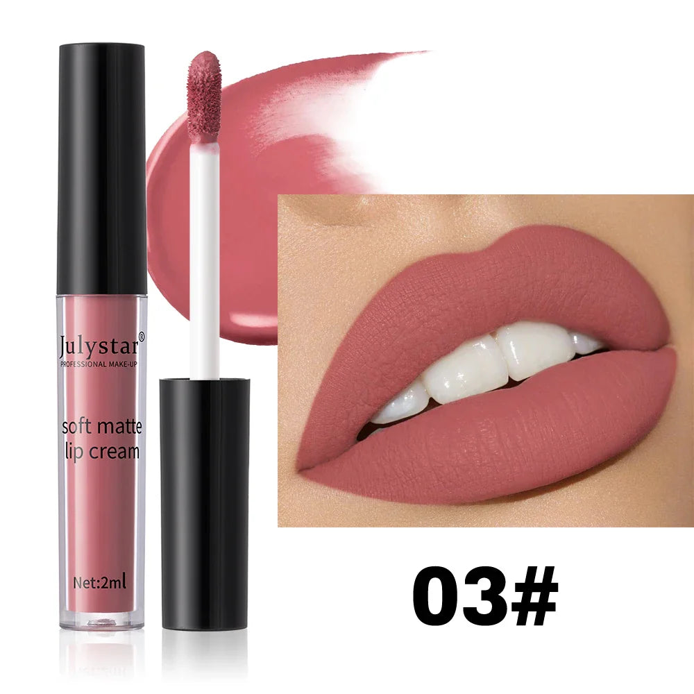 6-Color Velvet Lip Glaze Lipstick High Color Lip Makeup Waterproof Long-Lasting Nude Lip Color Liquid Cosmetics