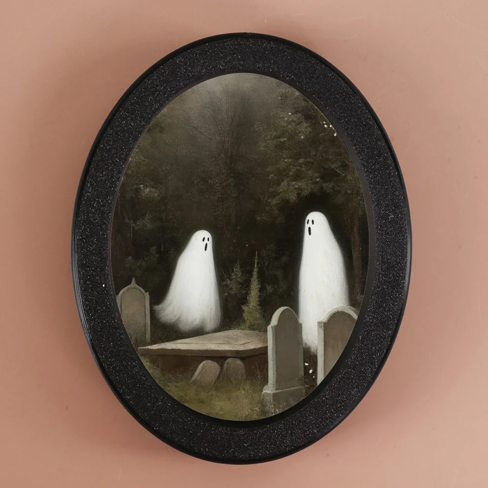 1 Piece of Halloween Mysterious-style Oval Decoration, Designed with Ghost Illustration, Suitable for Home Wall Display, Adding