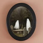 1 Piece of Halloween Mysterious-style Oval Decoration, Designed with Ghost Illustration, Suitable for Home Wall Display, Adding