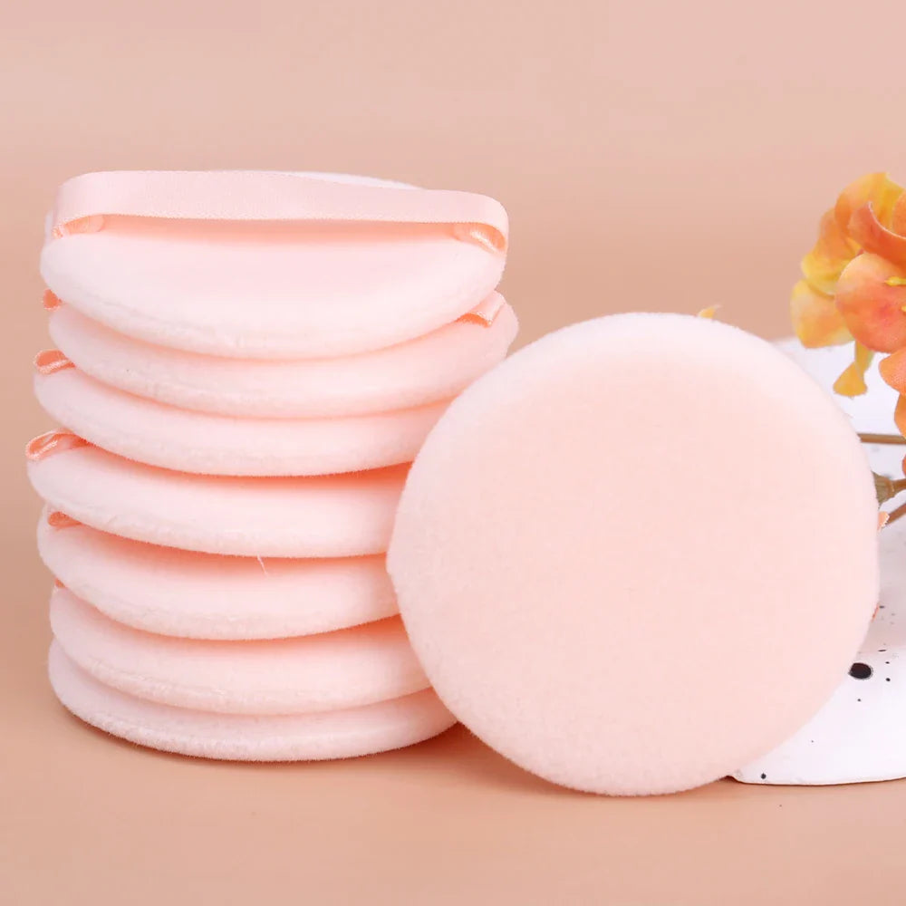 100PCS Round Shape Velvet Loose Powder Puff Plush Soft Washable Foundation Sponge Cosmetics Puff Professional Beauty Makeup Tool