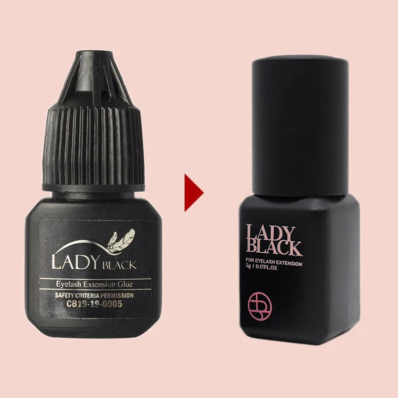 5 Bottles Lady Black Lash Glue Korea Dry Fastest Strongest False Eyelash Extensions Glue 5ml Makeup Tools Professional Adhesive