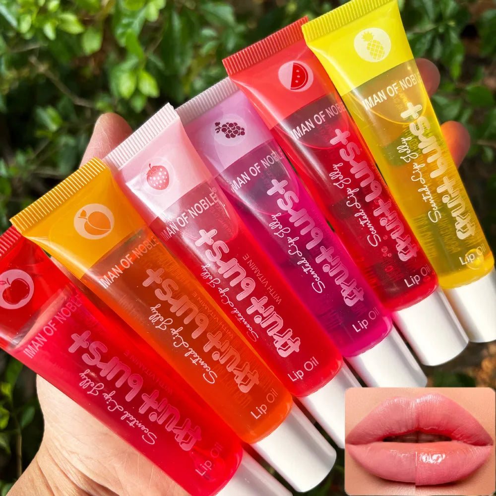 6Pcs Fruity Flavor Watery Glossy Lip Gloss Set Clear Lip Gel Hydrating Moisturizing Lip Gloss Women Lips Makeup Wholesale