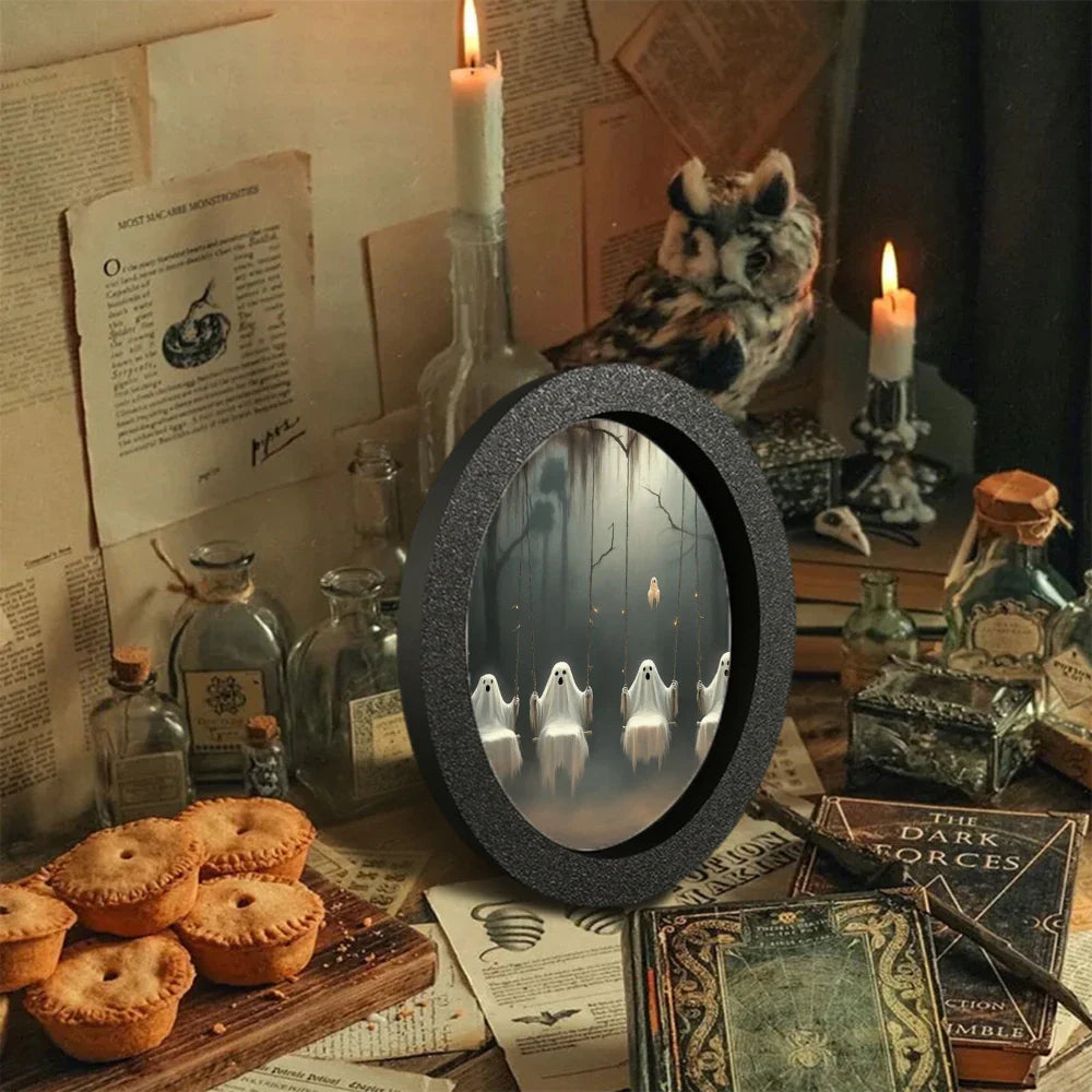 1 Piece of Halloween Mysterious-style Oval Decoration, Designed with Ghost Illustration, Suitable for Home Wall Display, Adding