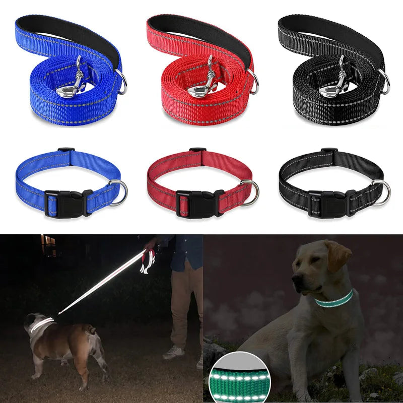 1.2/1.5/1.8M/Night Reflective Pet Towing Rope Collar Nylon Reinforcement Rope Walking Dog Towing Rope Collar Strap Dog Rope