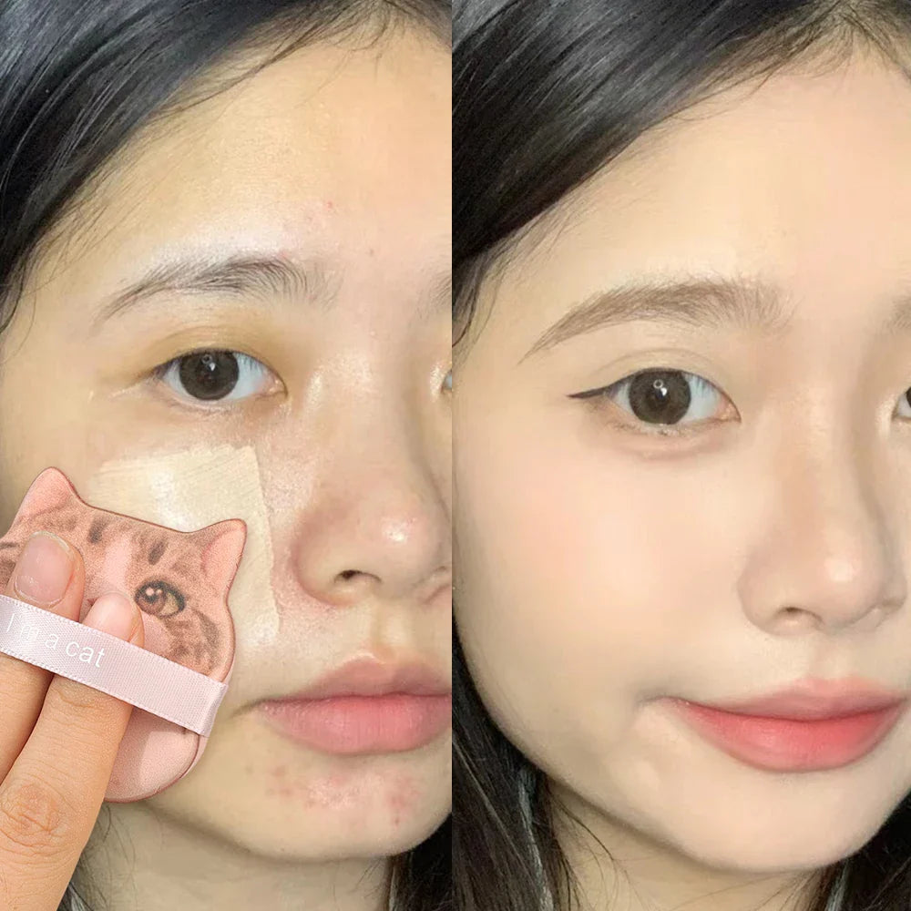 1-4pcs Cat Air Cushion Powder Puff Double-sided Wet Dry Use Concealer Foundation Sponge Cushions Women Beauty Makeup Puffs Tools