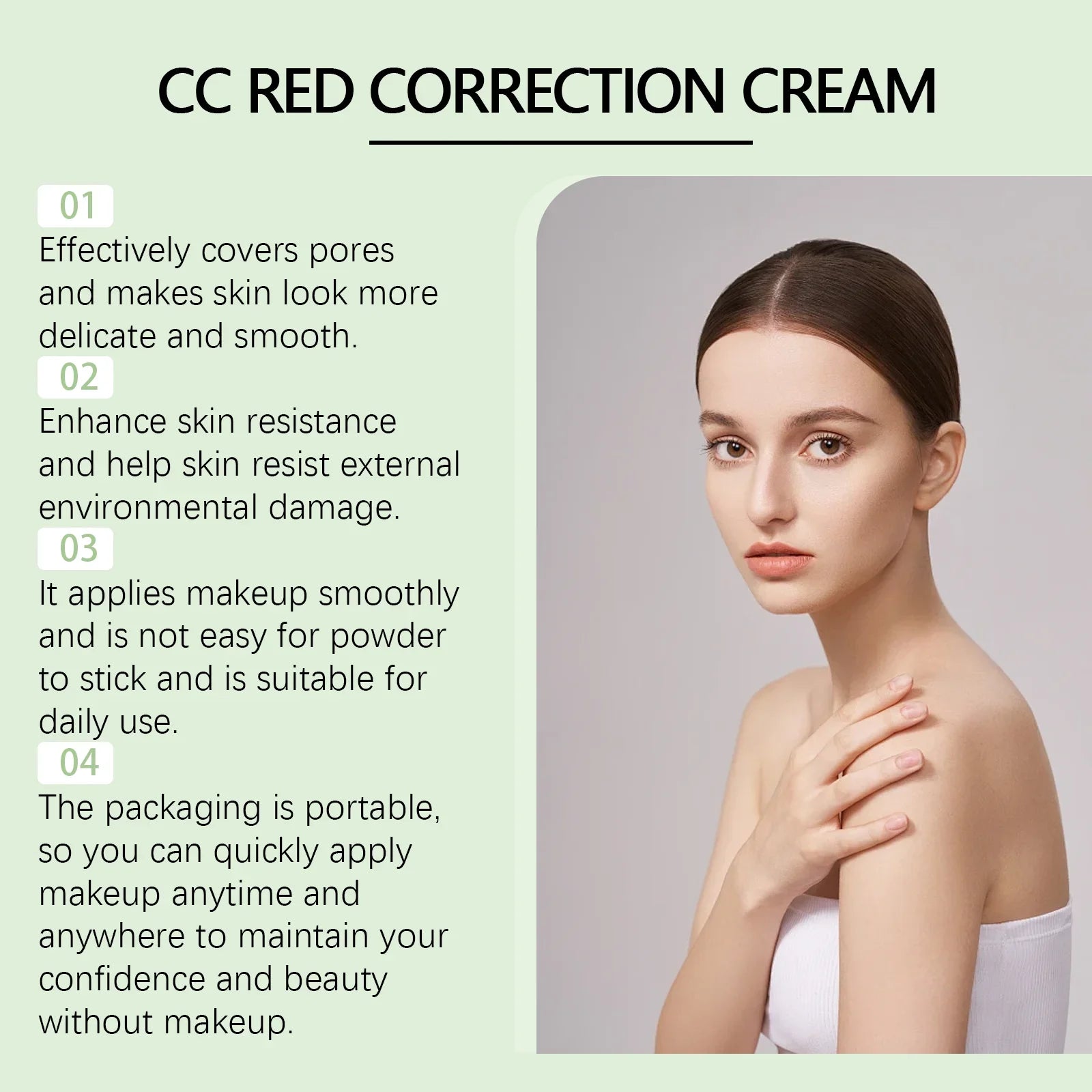 Centella Asiatica CC Cream Foundation Color Correcting Facial Repair BB Cream Full Coverage Natural Concealer Whitening Liquid