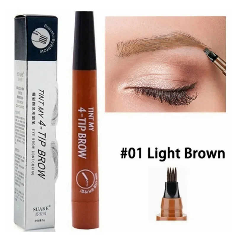 4 Fork Eyebrow Pencil Natural Waterproof Anti-sweat Lasting Liquid Does Not Faint Dye Extremely Fine Eyebrow Pencil Makeup Tool
