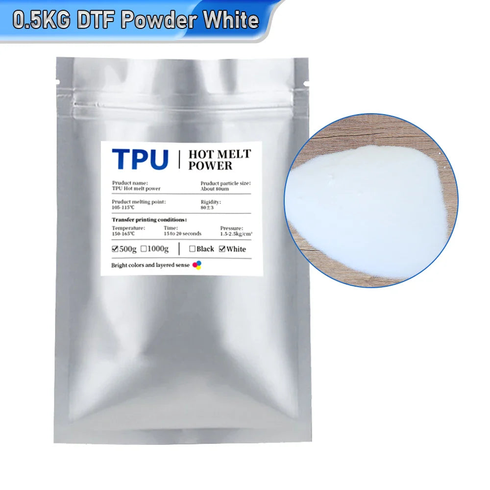 0.5kg DTF Powder DTF Printer Hot Melt Powder for DTF Transfer Film DTF Printer DTF Poliamida Powder for DTF Direct Transfer Film