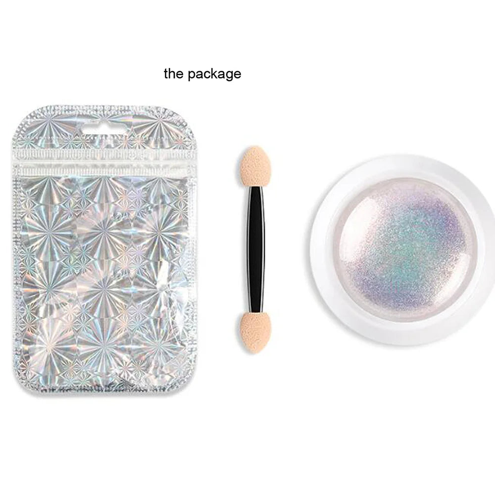 1/2PC Pearl White Mermaid Aurora Chrome Nail Powder Metallic Neon Rainbow Dust Nail Art Gel Polish Supplies Mirror Chrome Powder