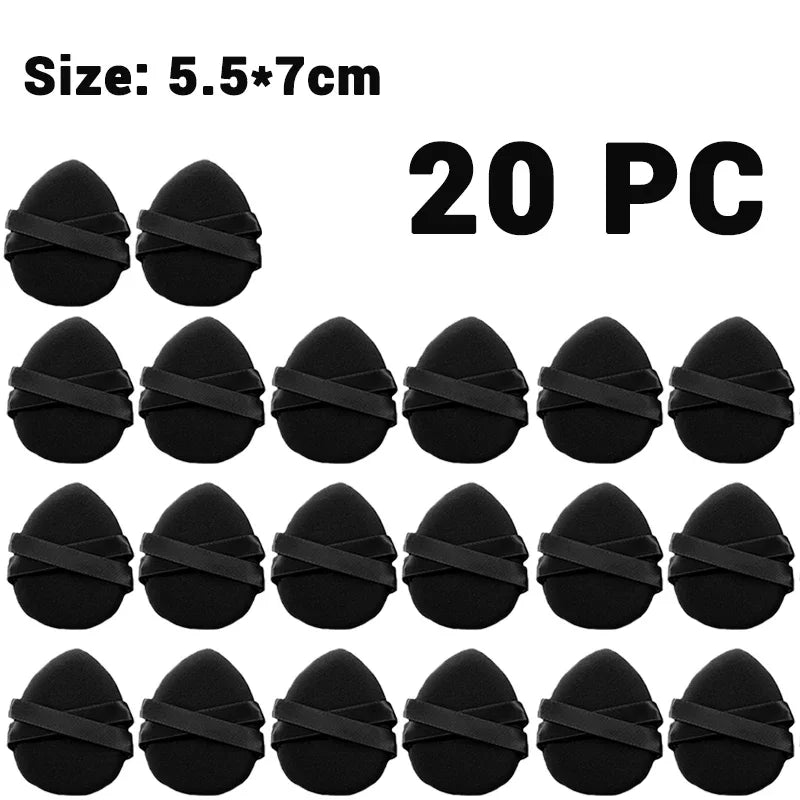 30Pcs Thickened Double Ribbon Wet Dry Dual-use Makeup Puff Black Skin Color Teardrop Shape Powder Puffs Foundation Cosmetic Tool