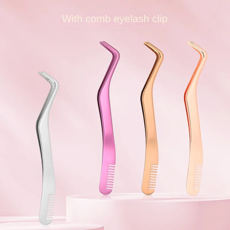 1 Pc Eyelash Comb Tweezers Stainless Steel Anti-Static Non-Magnetic Professional  Lashes Extension Tweezers Makeup Tools