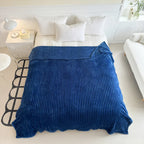 1 blue striped blanket - thickened blanket, modern and simple design, four seasons office nap blanket, suitable for bed or sofa.