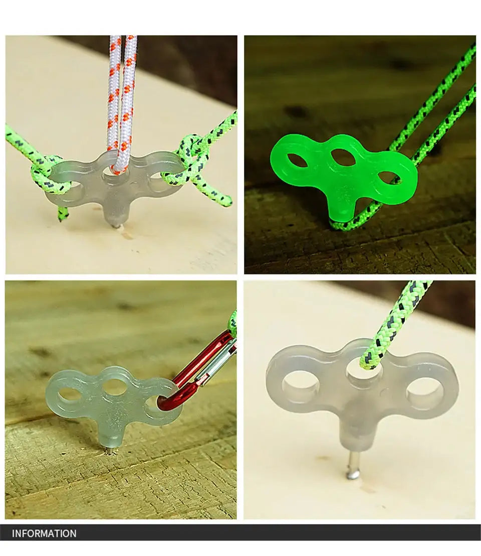 10/15pcs Camping Glow Deck Nails Outdoor Travel Hiking Tent Accessories 3 Holes Screw Spikes Luminous Metal Canopy Pegs Stakes