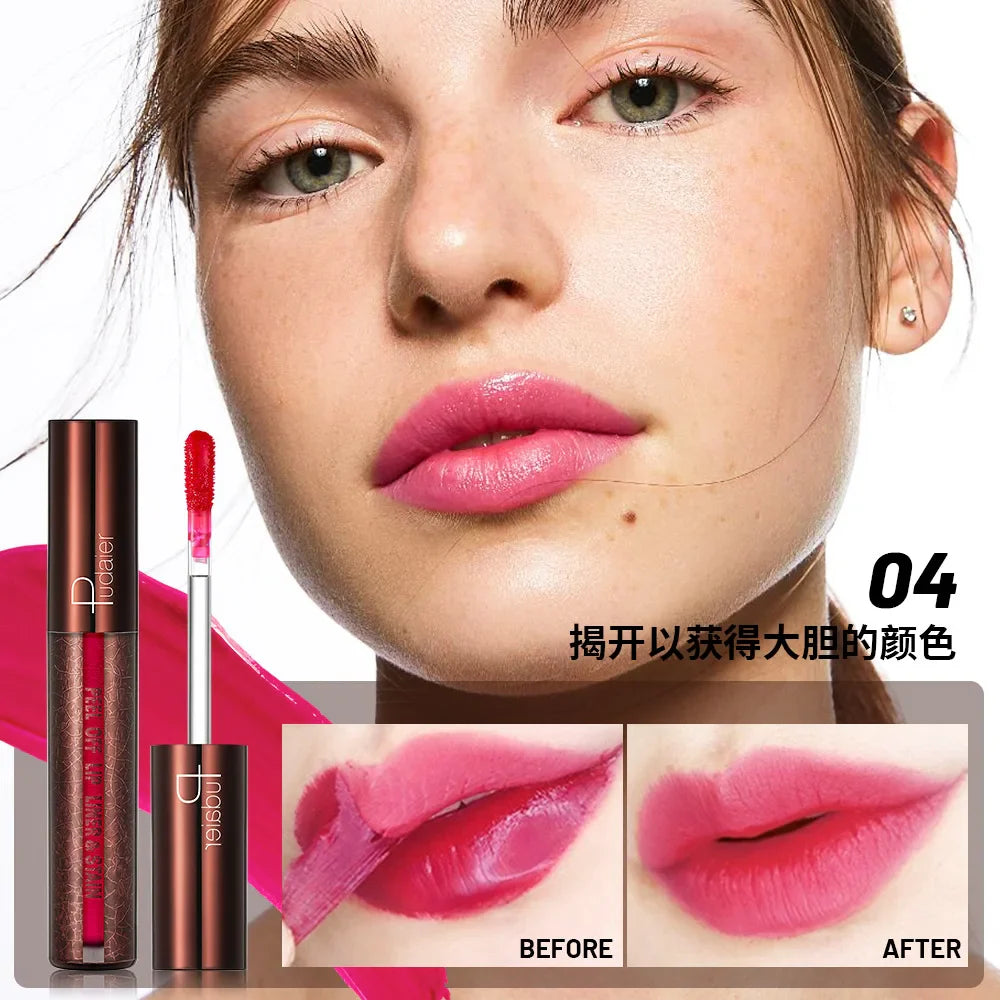 5Color Liquid Peel-off Lip Gloss Waterproof Long-lasting Matte Lipstick Non-stick Cup Makeup Moisturizing Lip Tattoo Pigment