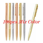 100 Pcs New Advertising Pen Free Custom LOGO Metal Ballpoint Pen Lettering Name Wholesale Hotel Gift Pen Office Supplies