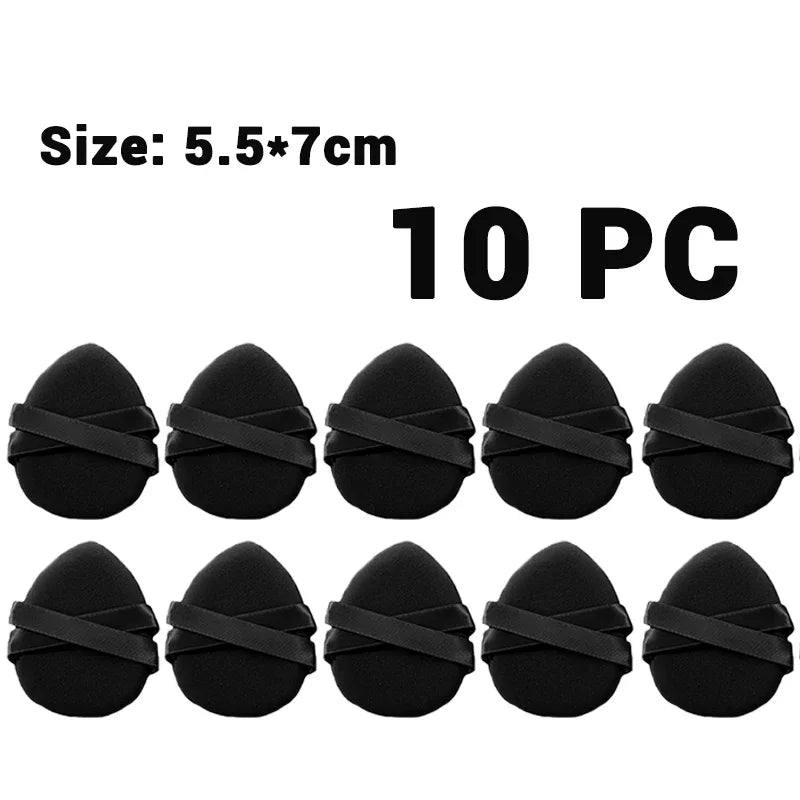 30Pcs Thickened Double Ribbon Wet Dry Dual-use Makeup Puff Black Skin Color Teardrop Shape Powder Puffs Foundation Cosmetic Tool