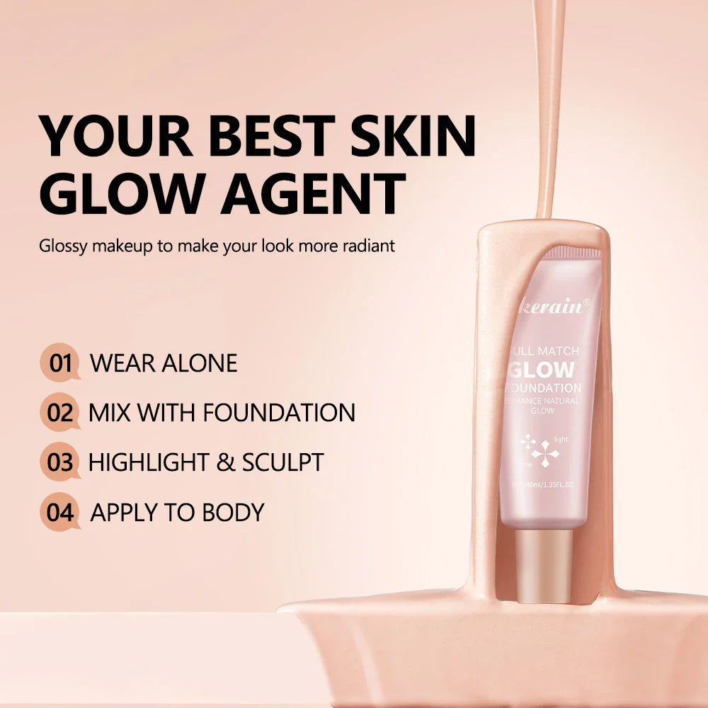 4 Colors Moisturizing Glow Foundation Liquid Long Lasting Natural Lightweight base Multi-purpose Illuminator Highlight Cream