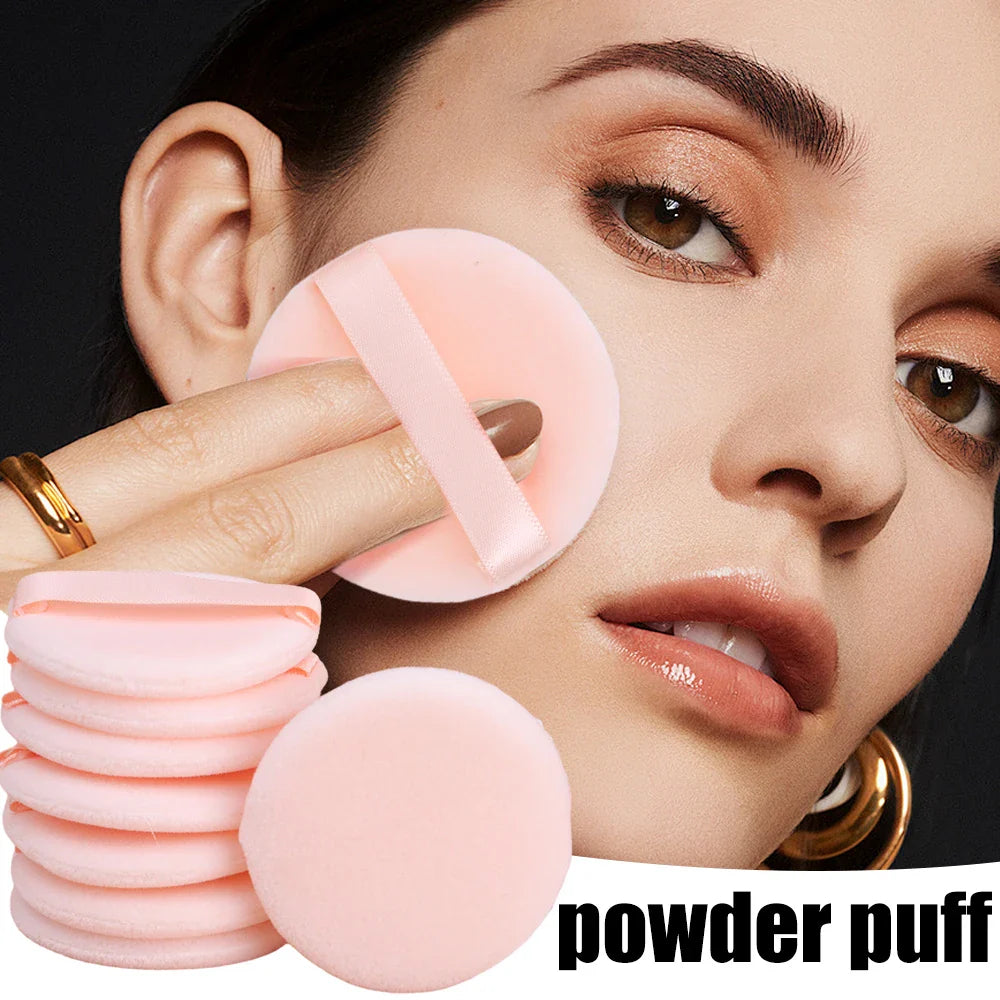 100PCS Round Shape Velvet Loose Powder Puff Plush Soft Washable Foundation Sponge Cosmetics Puff Professional Beauty Makeup Tool
