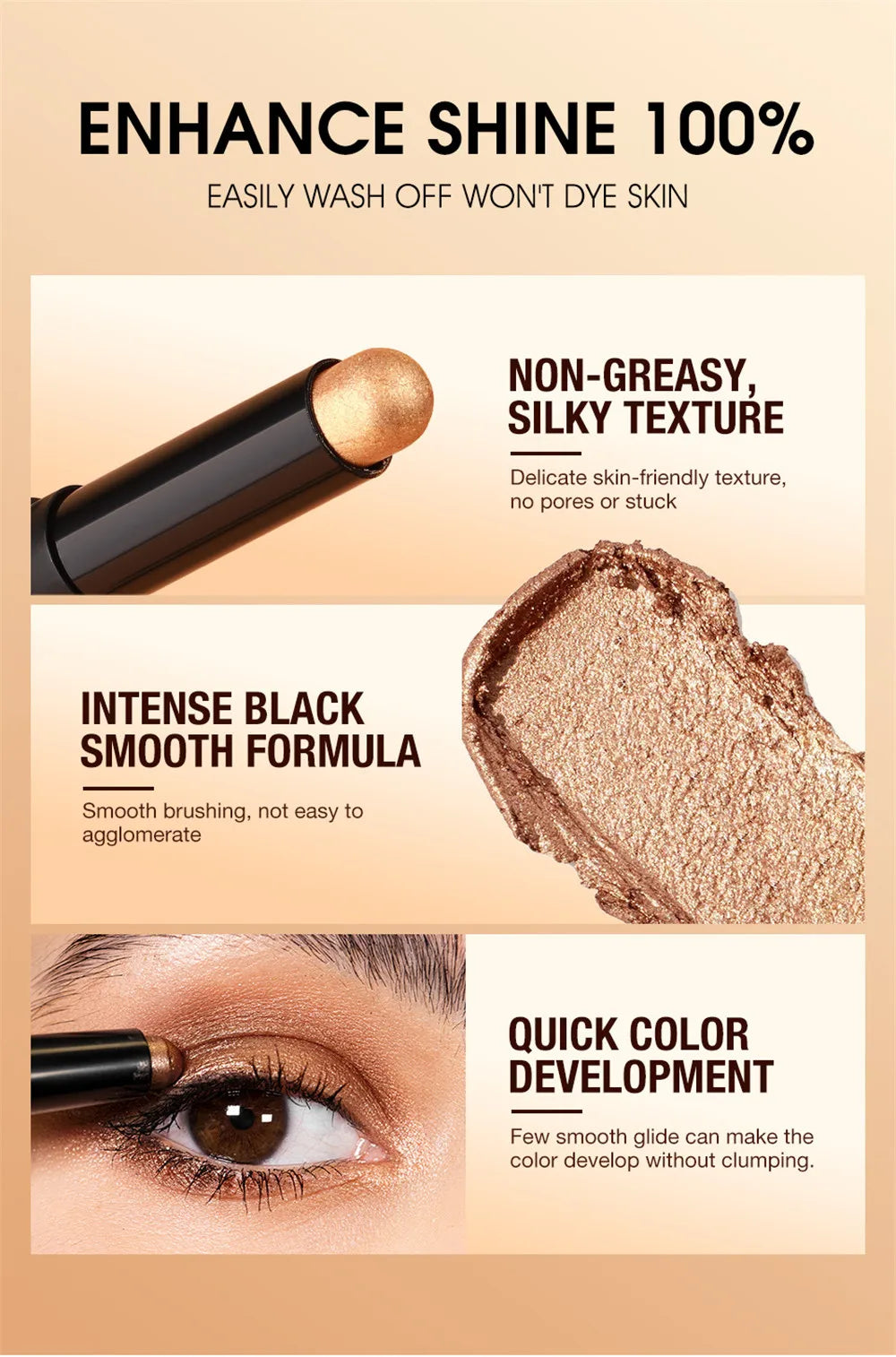 1PC Waterproof Pearlescent Eyeshadow Pencil Stick 8 Colors Lasting Glitter Shimmer Eye Shadow Highlighter Pen Eyes Makeup Tools