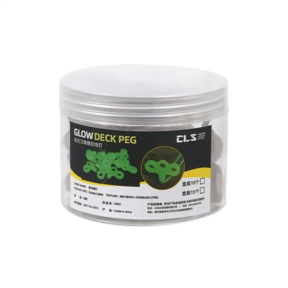 10/15pcs Camping Glow Deck Nails Outdoor Travel Hiking Tent Accessories 3 Holes Screw Spikes Luminous Metal Canopy Pegs Stakes