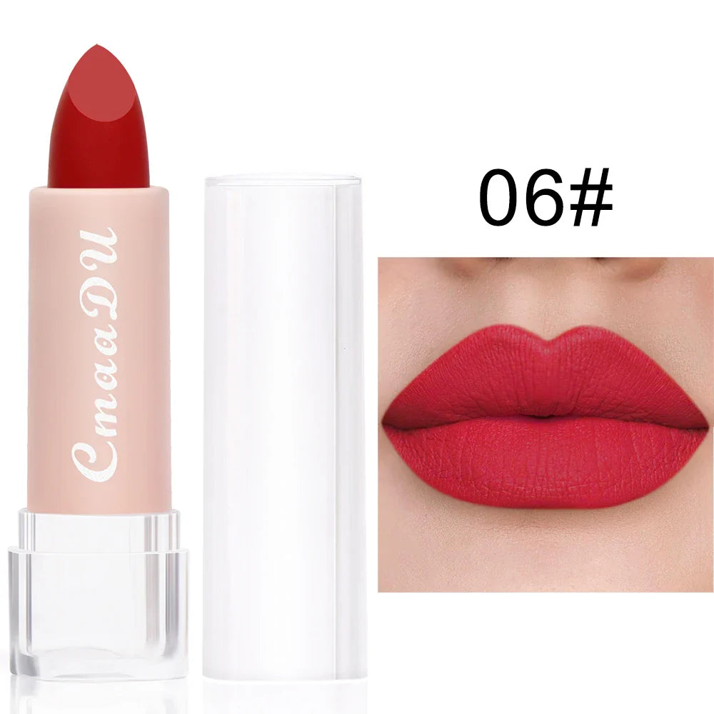 1 Pcs Velvet Matte Lipstick Long-Lasting Non-Stick Cup Waterproof Moisturizing Lip Gloss Fashion Classic Shades For Daily & Date