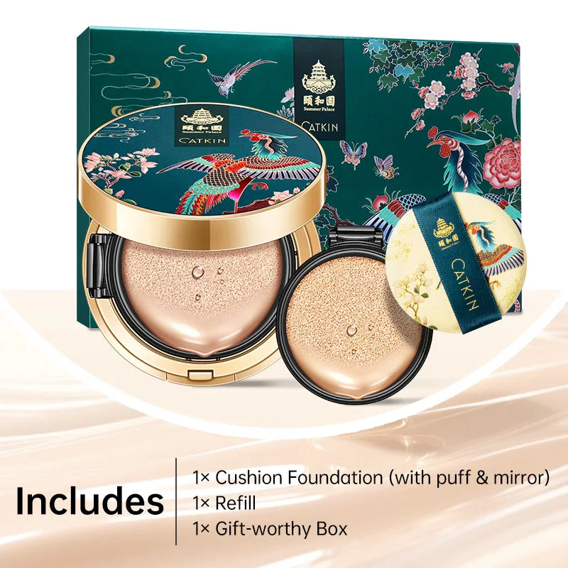 Catkin Phoenix Cushion Foundation Full Coverage, Sheer Satin Finish, Refill Included, Light Beige
