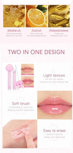 2 In 1 Cute Lollipop Lip Gloss Moisturizing Lip Plumper Lip Balm Lipstick Mineral Oil Lip Nutritious Lips Care Makeup Cosmetics