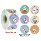 1.5 Inch Happy Easter Rabbit Stickers Sealing  Bunny Thank You  Sticker Roll for Gift Packging  Decor School Stationery Supplies