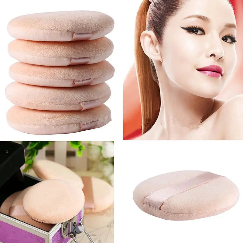 5PCS Pure Cotton Powder Puffs Soft Makeup Sponge Puffs for Setting Powder Blending Foundation Finishing Reusable Cosmetic Set