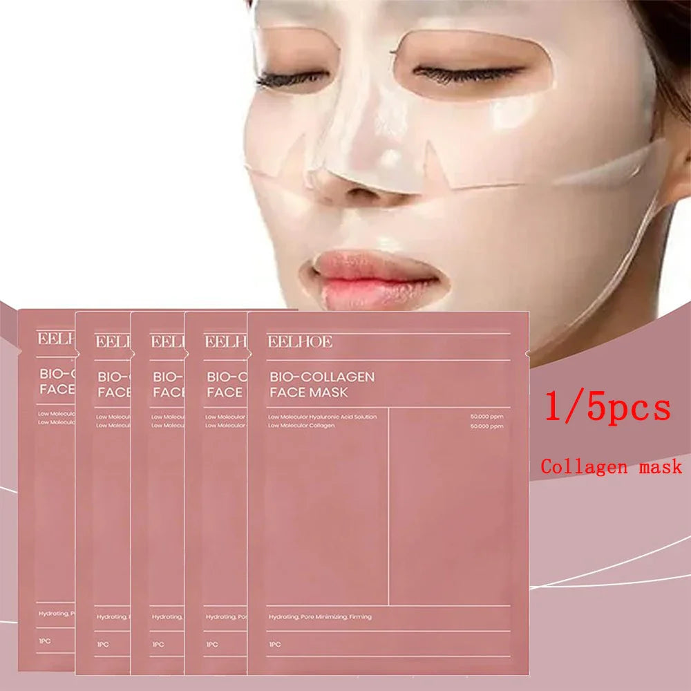 1/5pcs Collagen Protein Hydrogel Membrane White Translucency Smooth Facial Deep Moisturizing Mask Sleek Moisturizing Disposable