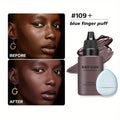 2024 New Foundation +Puff set Liquid Matte Full Coverage Foundation Waterproof Matte Natural Foundation With Blue Thumb Puff